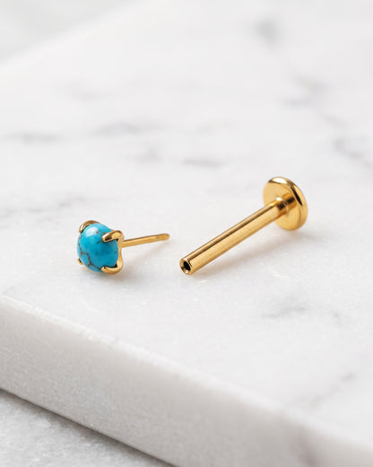 3mm Turquoise Flat Back Labret Stud