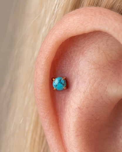 3mm Turquoise Flat Back Labret Stud