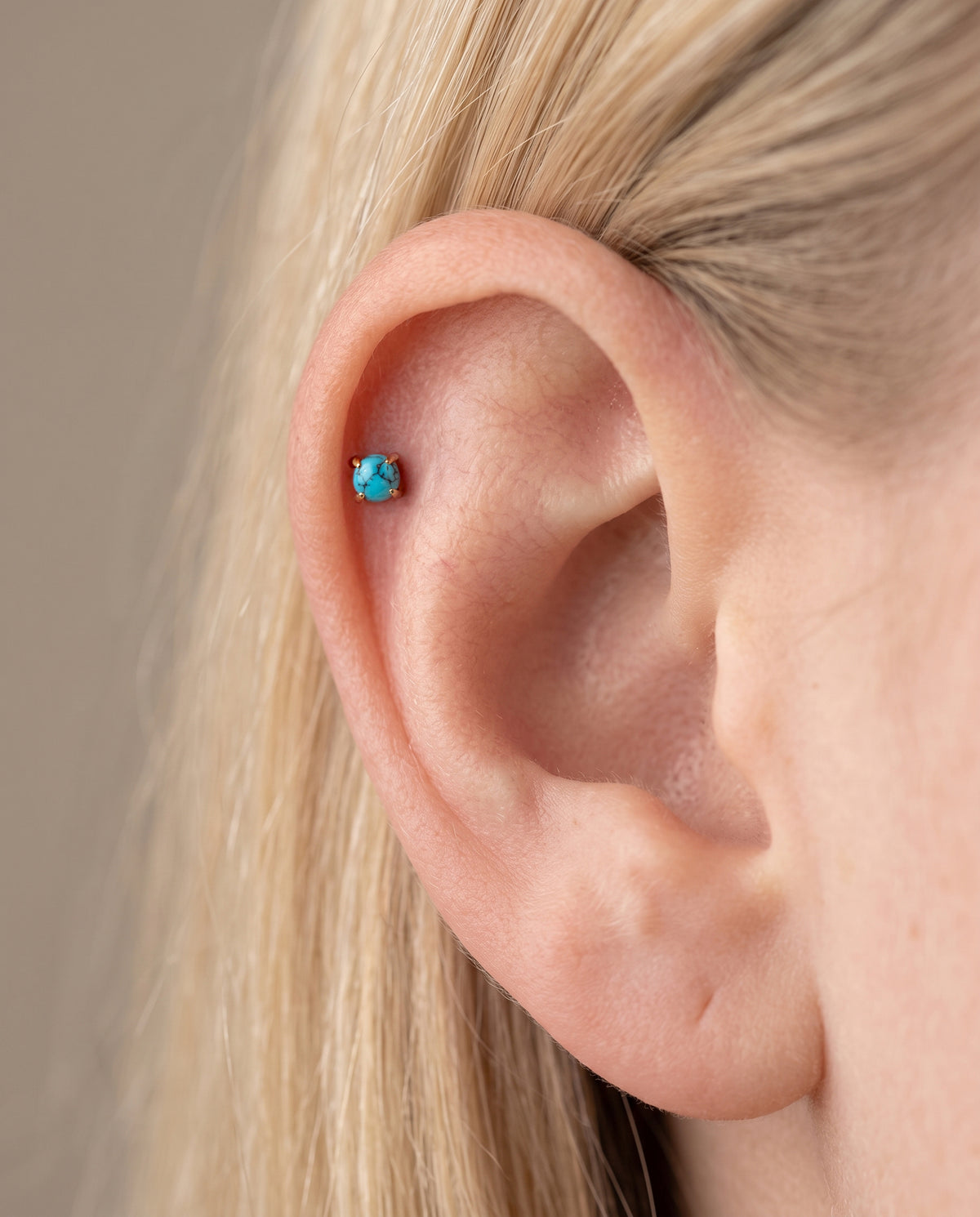 3mm Turquoise Flat Back Labret Stud