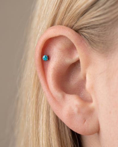 3mm Turquoise Flat Back Labret Stud