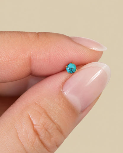 3mm Turquoise Flat Back Labret Stud