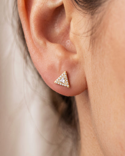 Pave Triangle CZ Geometric Stud