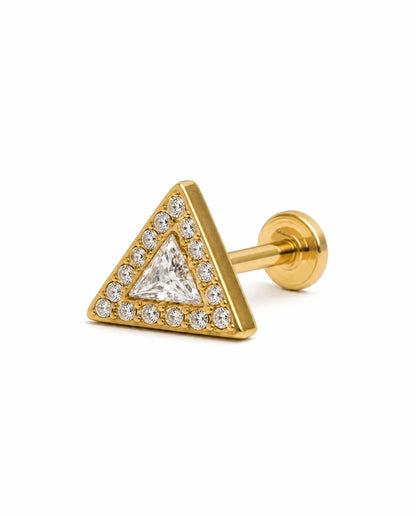 Pave Triangle CZ Geometric Stud