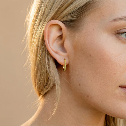 Rectangle Pave Hoop Earrings