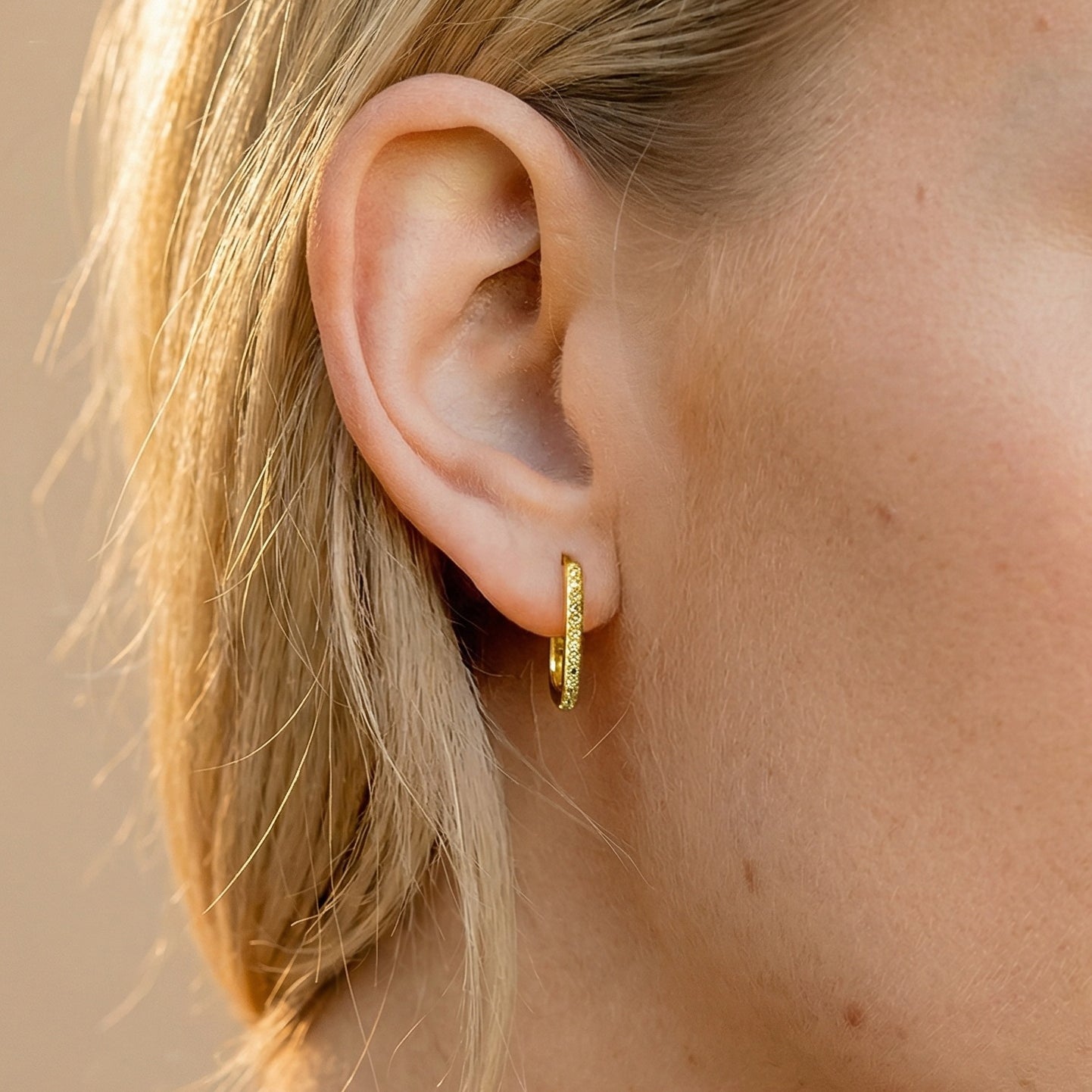Rectangle Pave Hoop Earrings