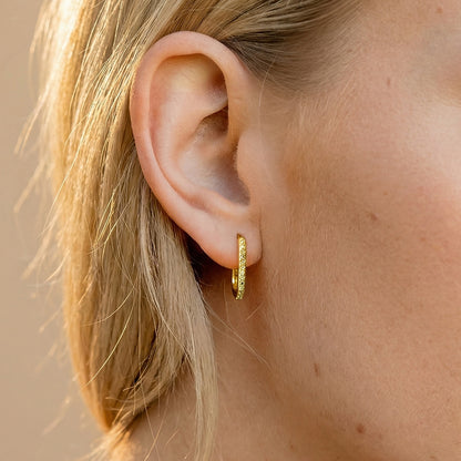 Rectangle Pave Hoop Earrings