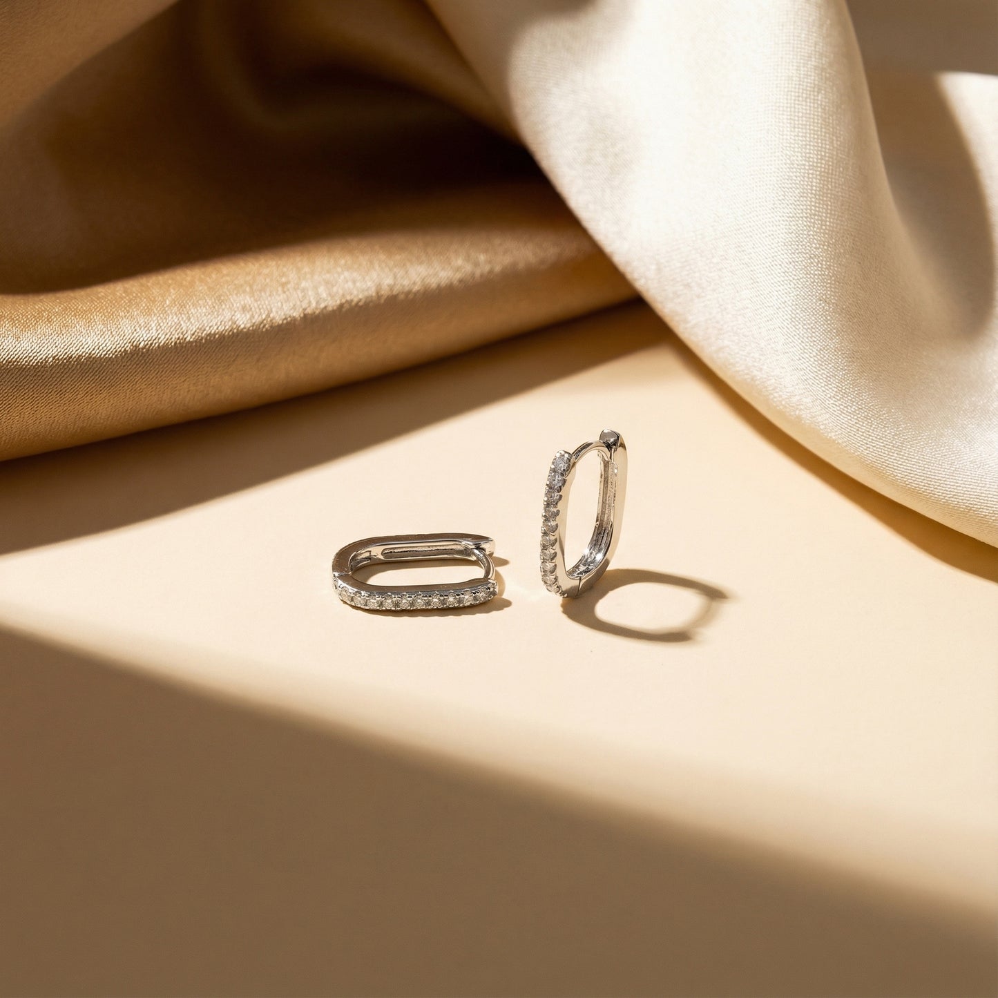 Rectangle Pave Hoop Earrings