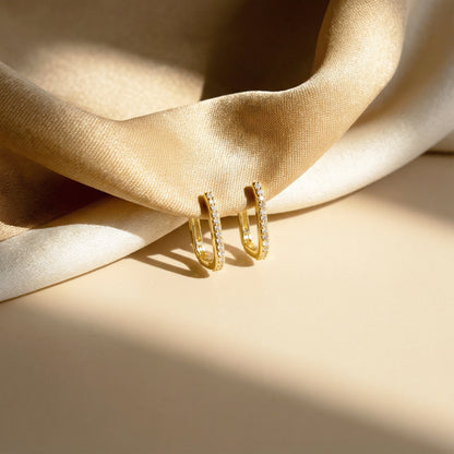 Rectangle Pave Hoop Earrings