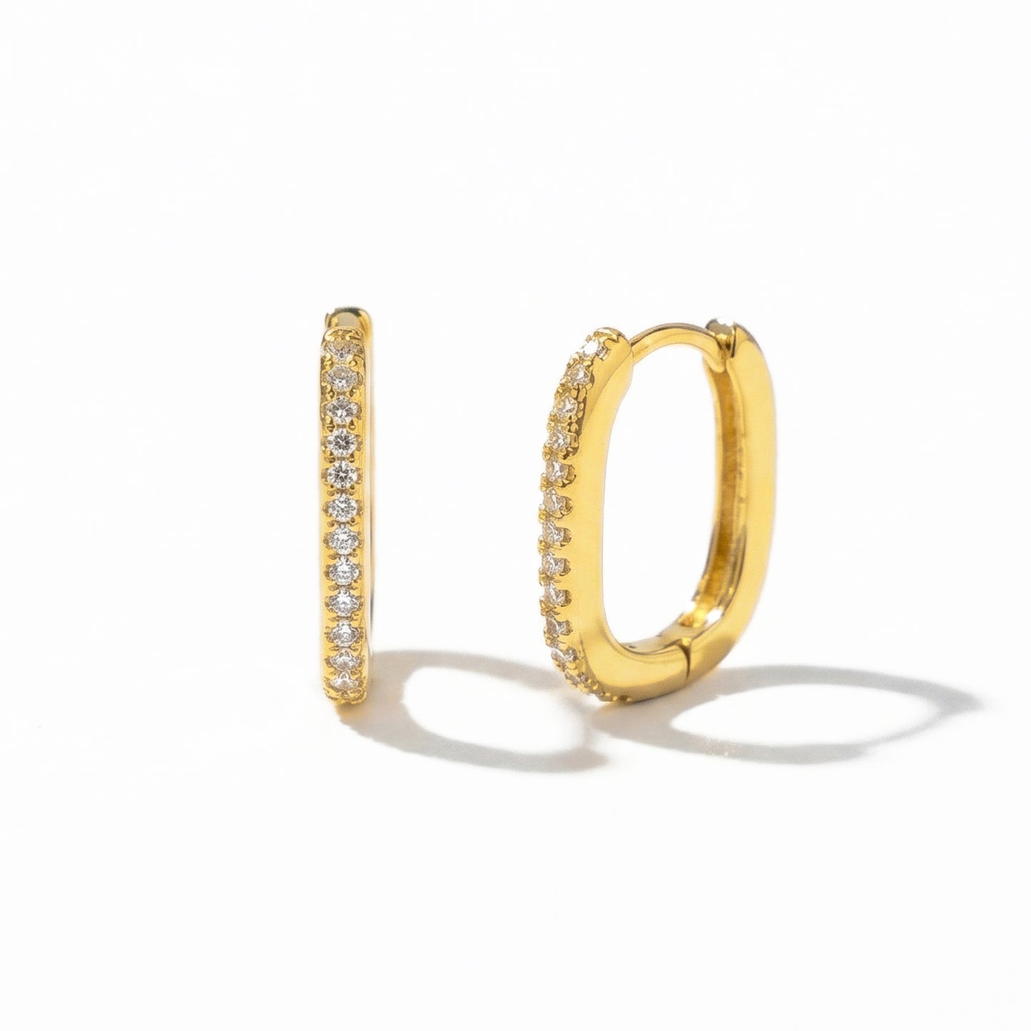 Rectangle Pave Hoop Earrings