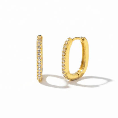 Rectangle Pave Hoop Earrings