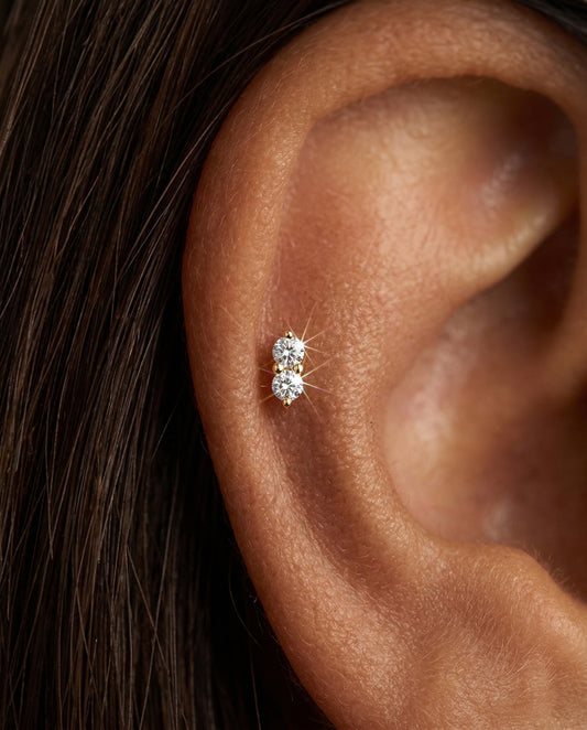 Tiny Double Stack ZC Stone Internally Threaded Stud