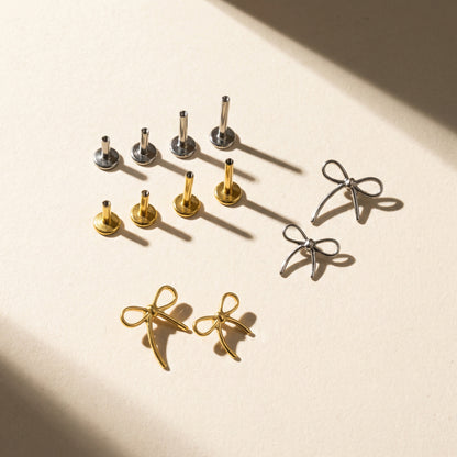 Cute Bow Internally Threaded Flat Back