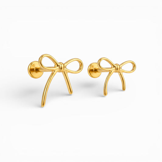 Cute Bow Internally Threaded Flat Back