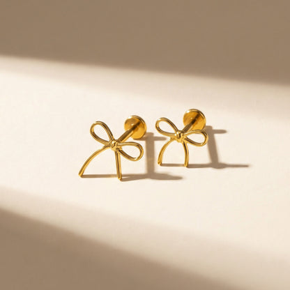 Cute Bow Internally Threaded Flat Back