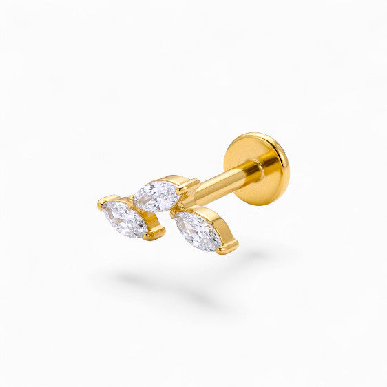 Tri-Leaf CZ Titanium Flatback Stud