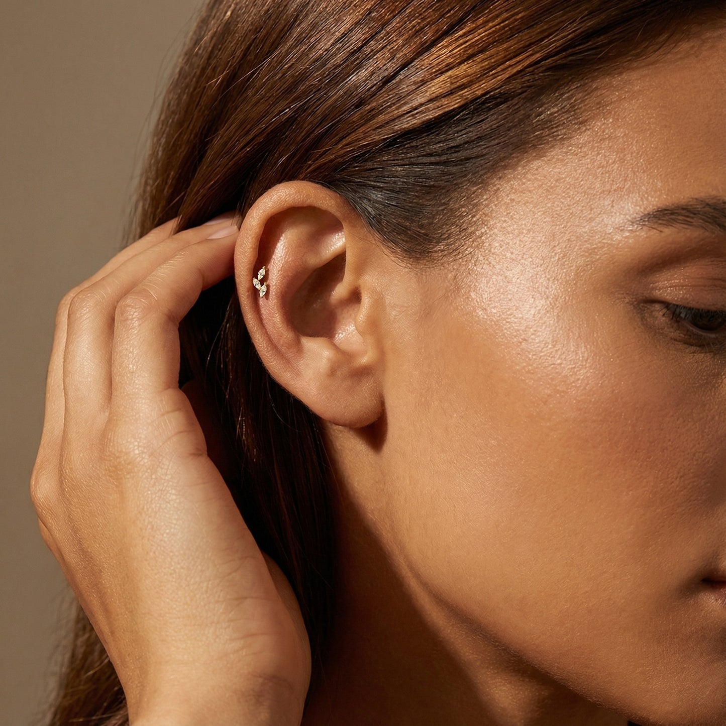 Tri-Leaf CZ Titanium Flatback Stud