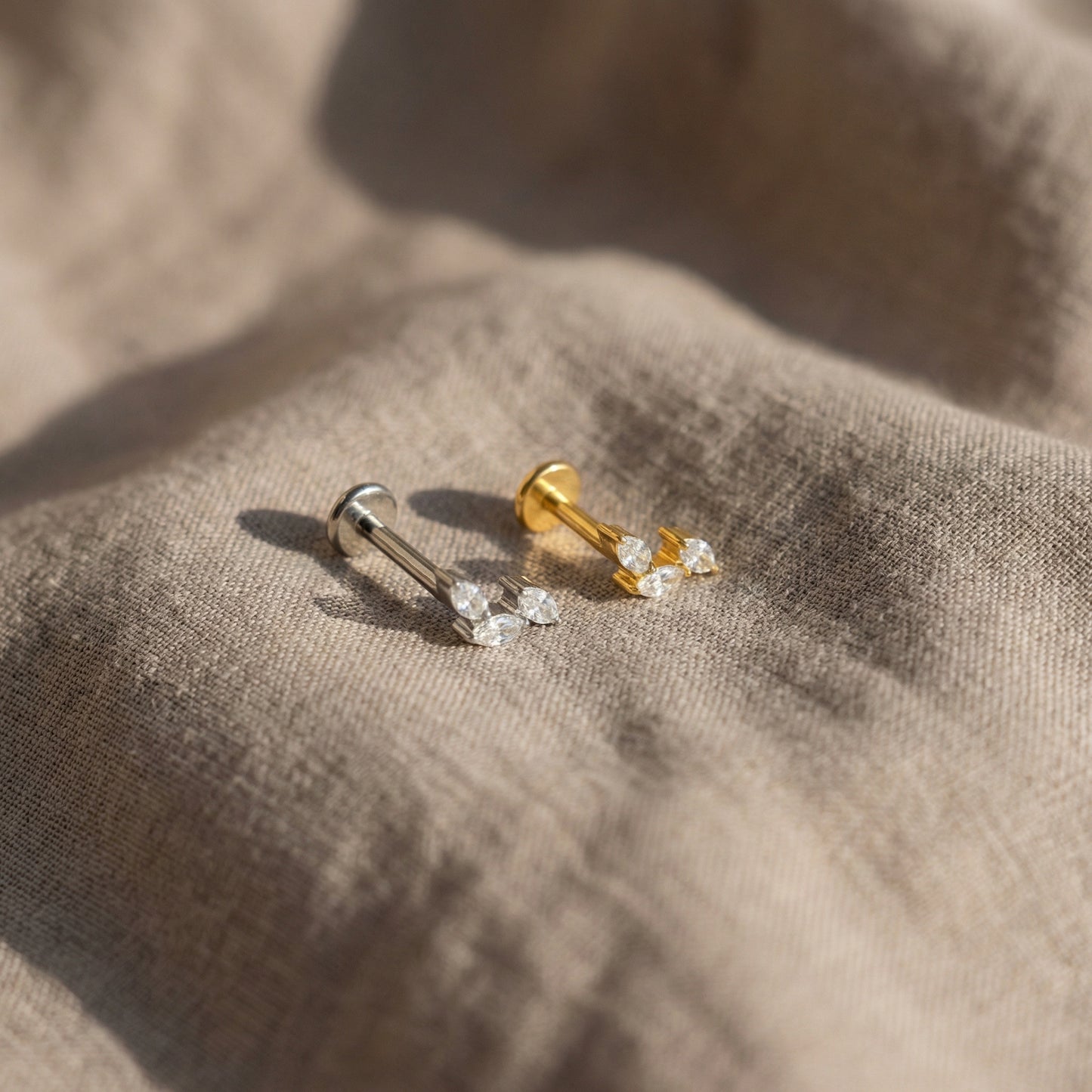 Tri-Leaf CZ Titanium Flatback Stud