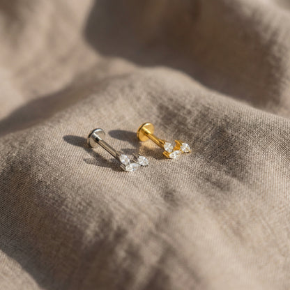 Tri-Leaf CZ Titanium Flatback Stud
