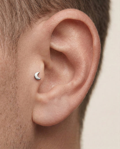 Tiny Minimalist Moon Threadless Flat Back