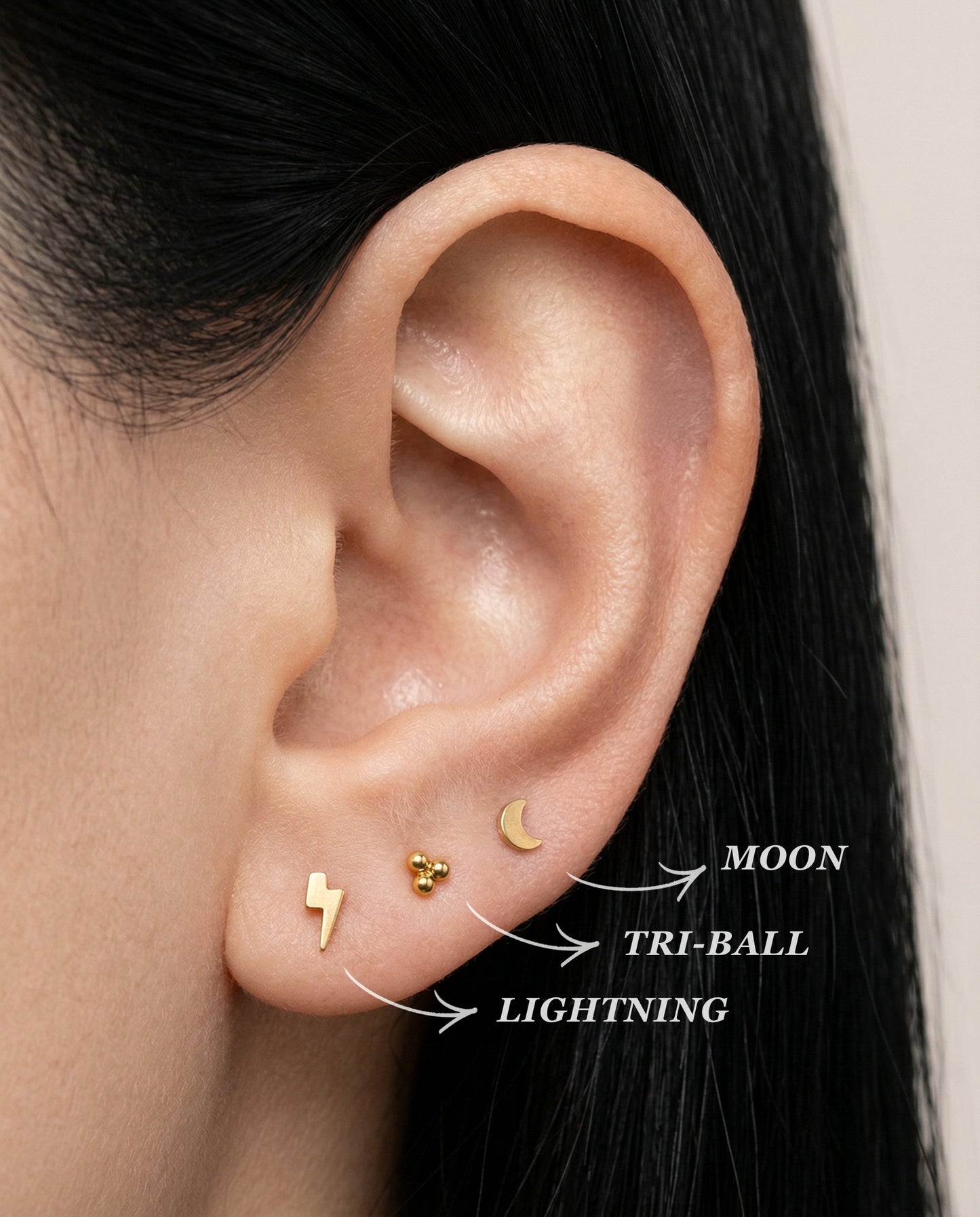 Mini Lightning Bolt Threadless Stud