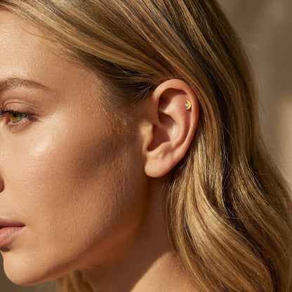 Cresent Moon CZ Titanium Flat Back Stud