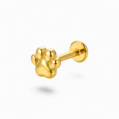 Paw Titanium Threadless Flat Back Stud