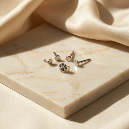 Paw Titanium Threadless Flat Back Stud
