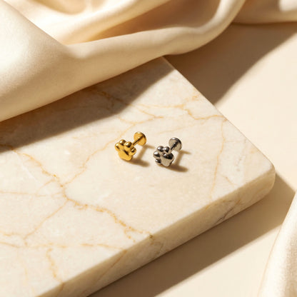 Paw Titanium Threadless Flat Back Stud