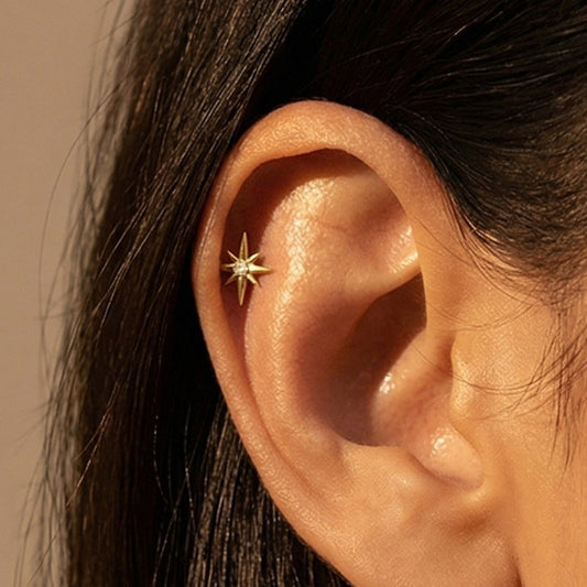 Tiny Starburst Threadless Flat Back Stud