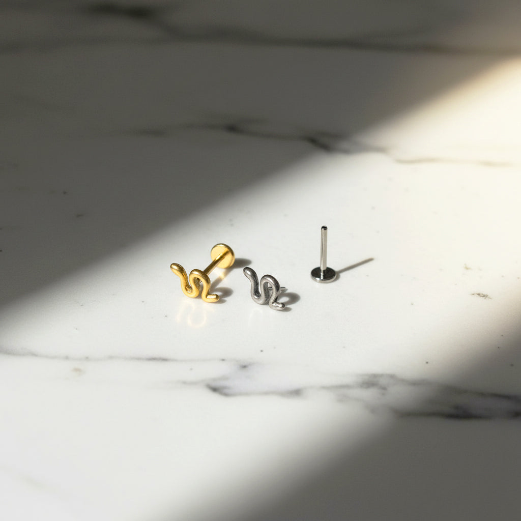 The Serpentine Titanium Flat Back Stud