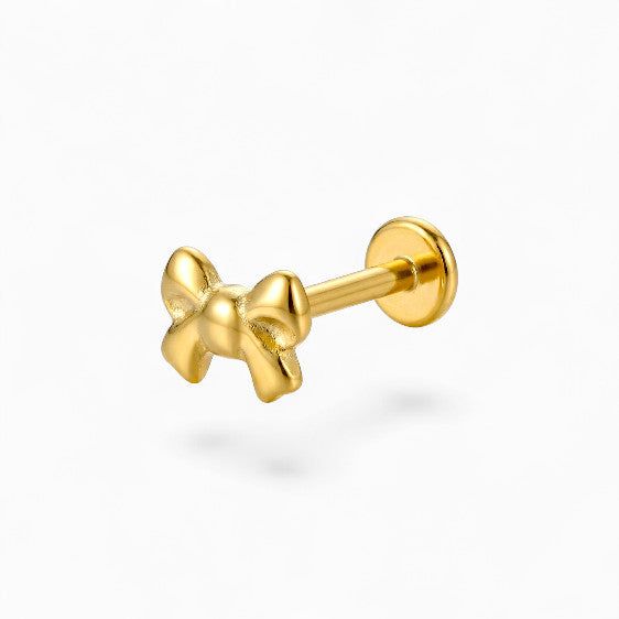 Ribbon Bow Threadless Flat Back Stud