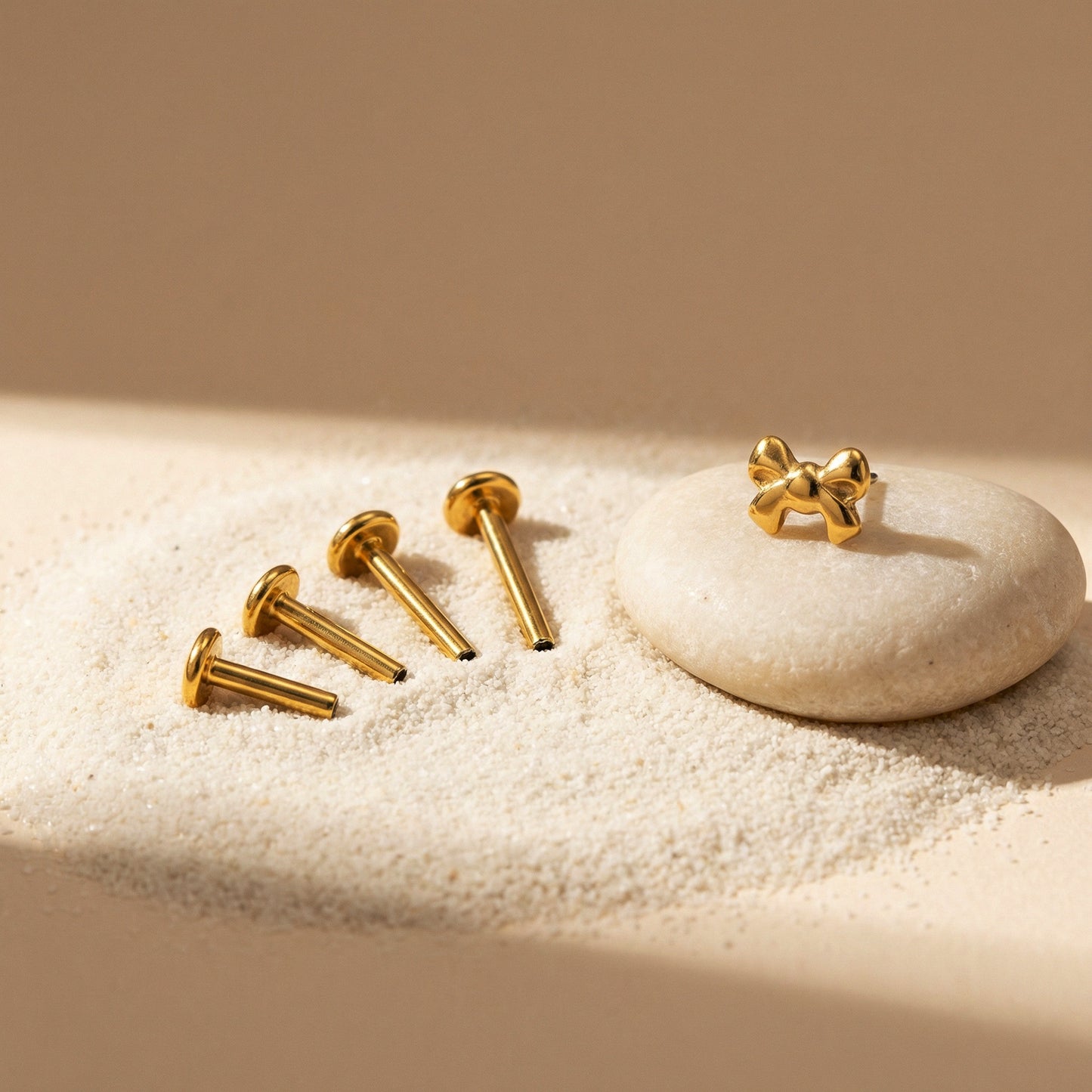 Ribbon Bow Threadless Flat Back Stud