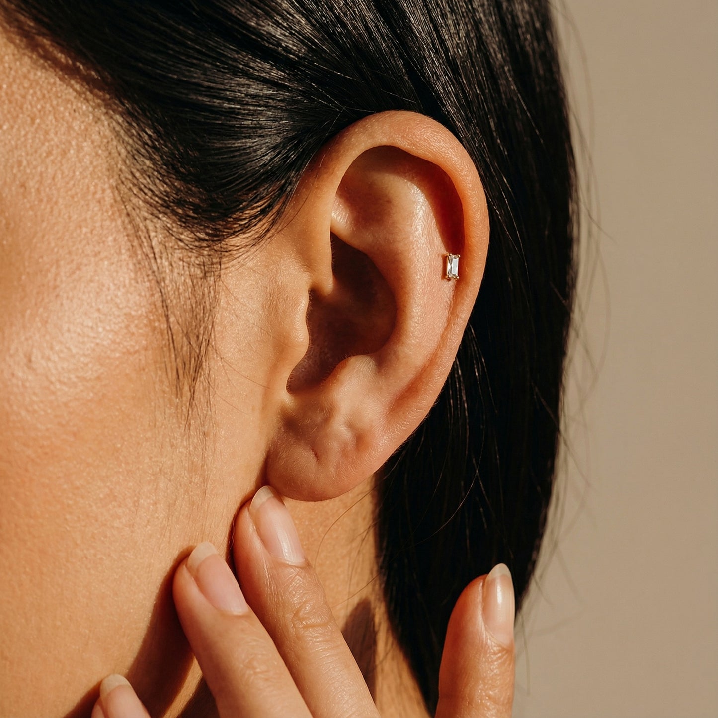 Tiny Baguette Threadless Flat Back