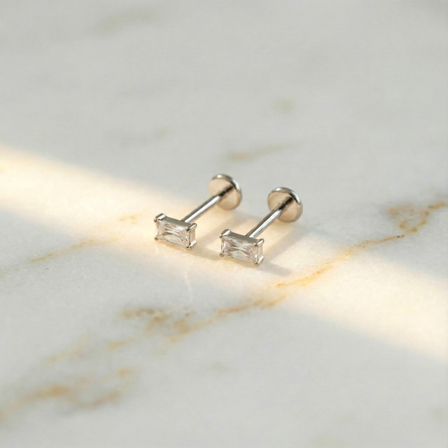 Tiny Baguette Threadless Flat Back