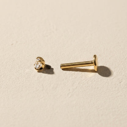 Tiny ZC Heart Internally Threaded Flat Back Stud