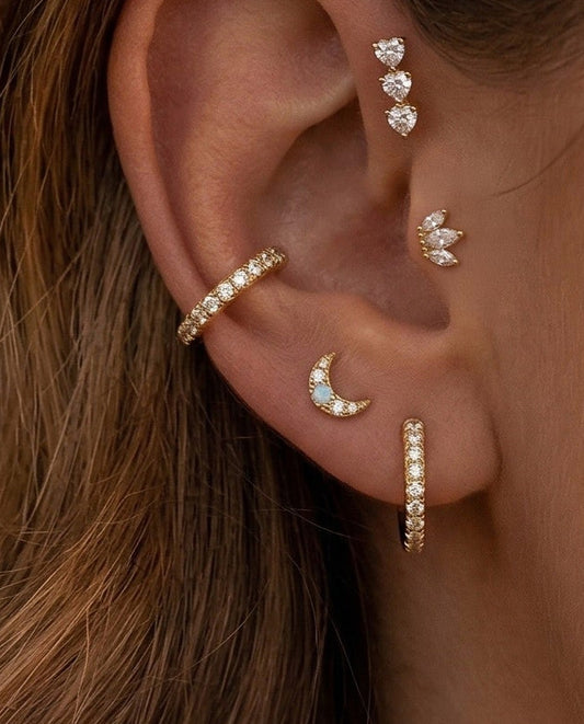 Celestial Opal Crescent Moon Threadless Flat Back