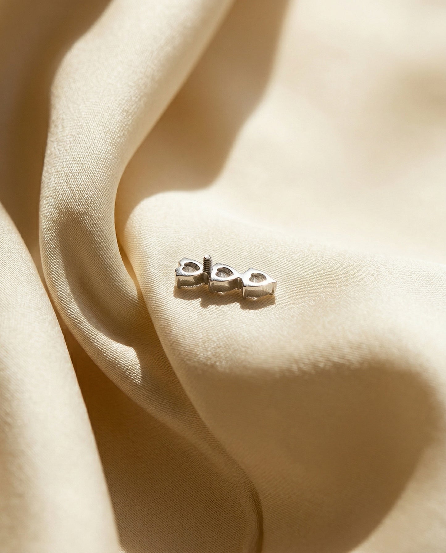 Triple Heart Internally Threaded Flat Back Stud