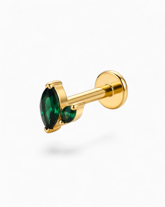Duo Marquise Emerald Internally Threaded Stud
