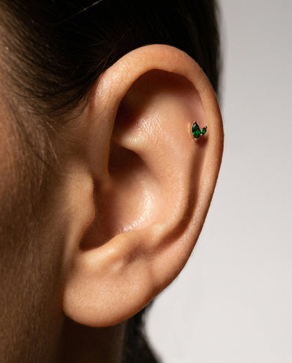 Duo Marquise Emerald Internally Threaded Stud