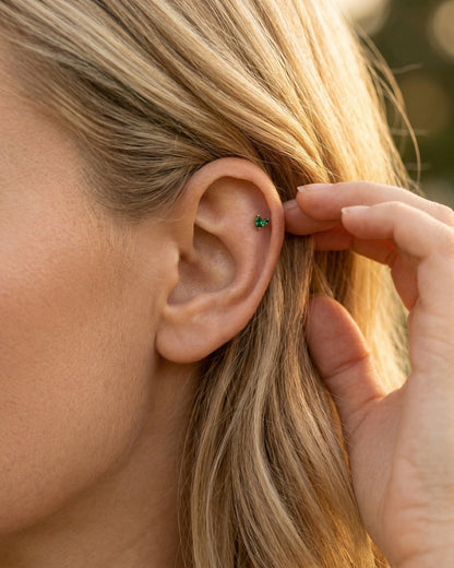 Duo Marquise Emerald Internally Threaded Stud