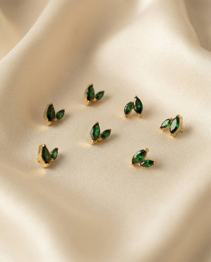Duo Marquise Emerald Internally Threaded Stud