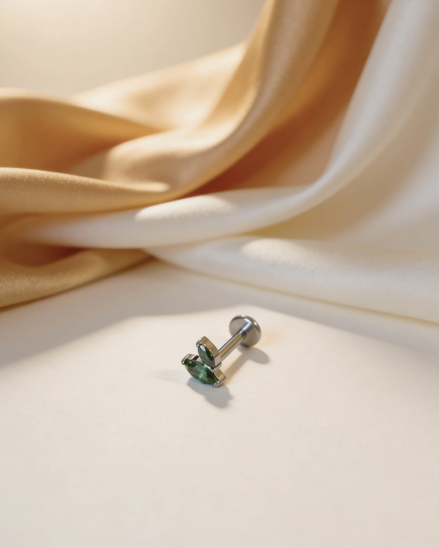 Duo Marquise Emerald Internally Threaded Stud