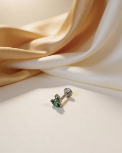 Duo Marquise Emerald Internally Threaded Stud