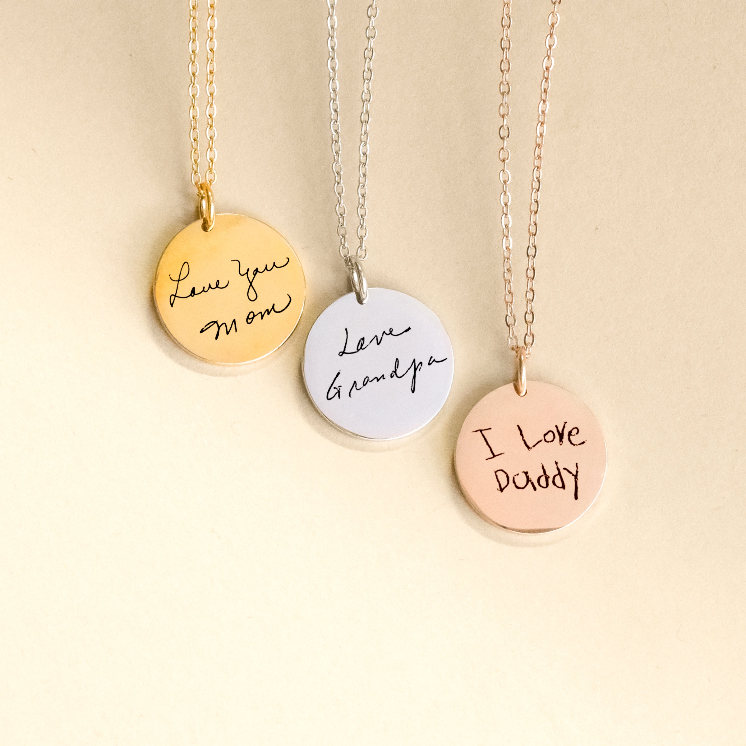 Recollections: Gold Handwriting Necklace - Handwriting Jewellery