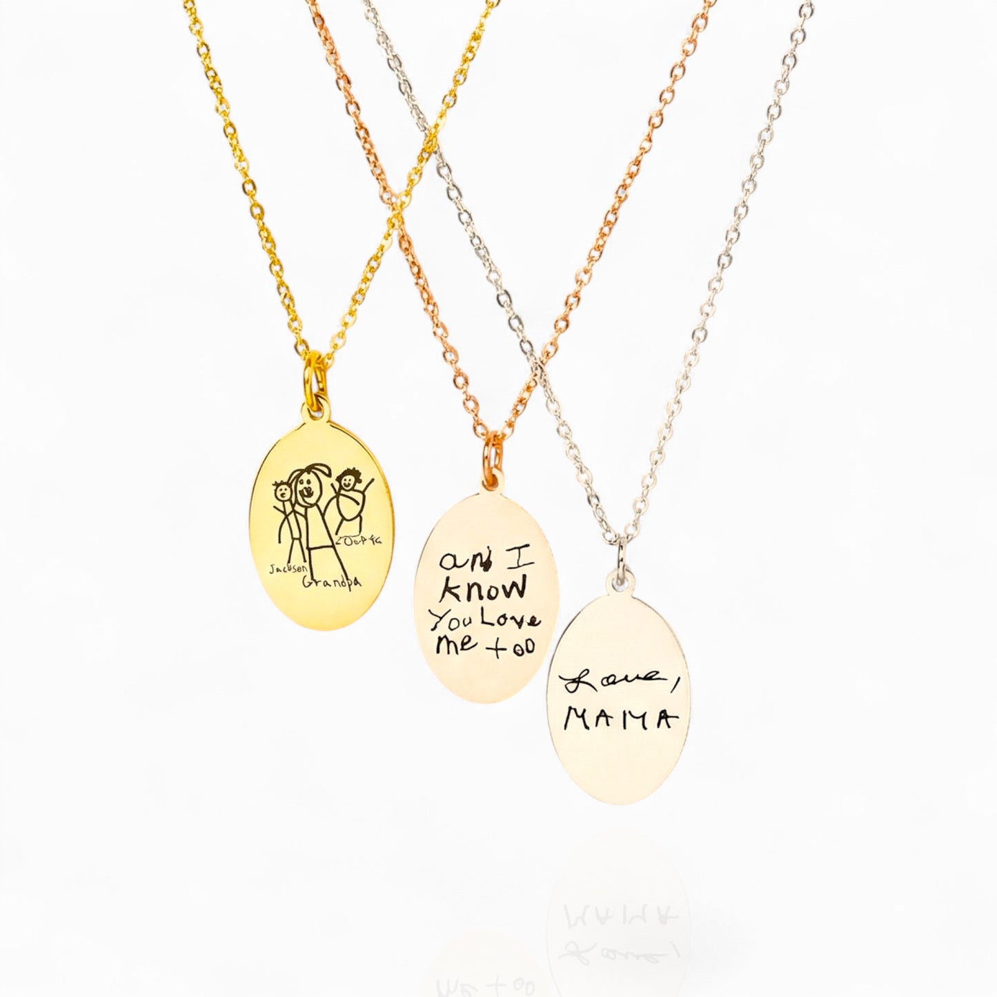 Oval Pendant Handwriting Necklace