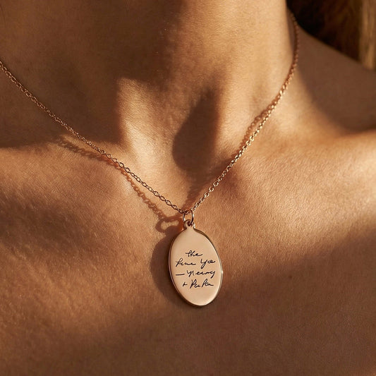 Oval Pendant Handwriting Necklace