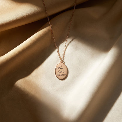 Oval Pendant Handwriting Necklace