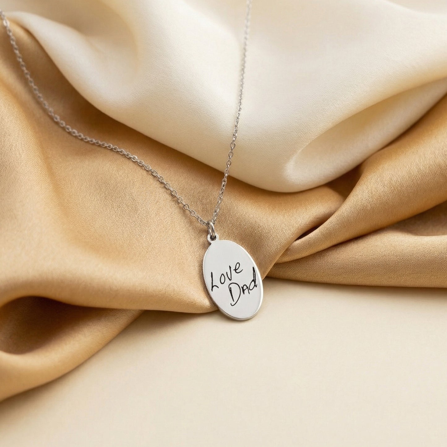 Oval Pendant Handwriting Necklace