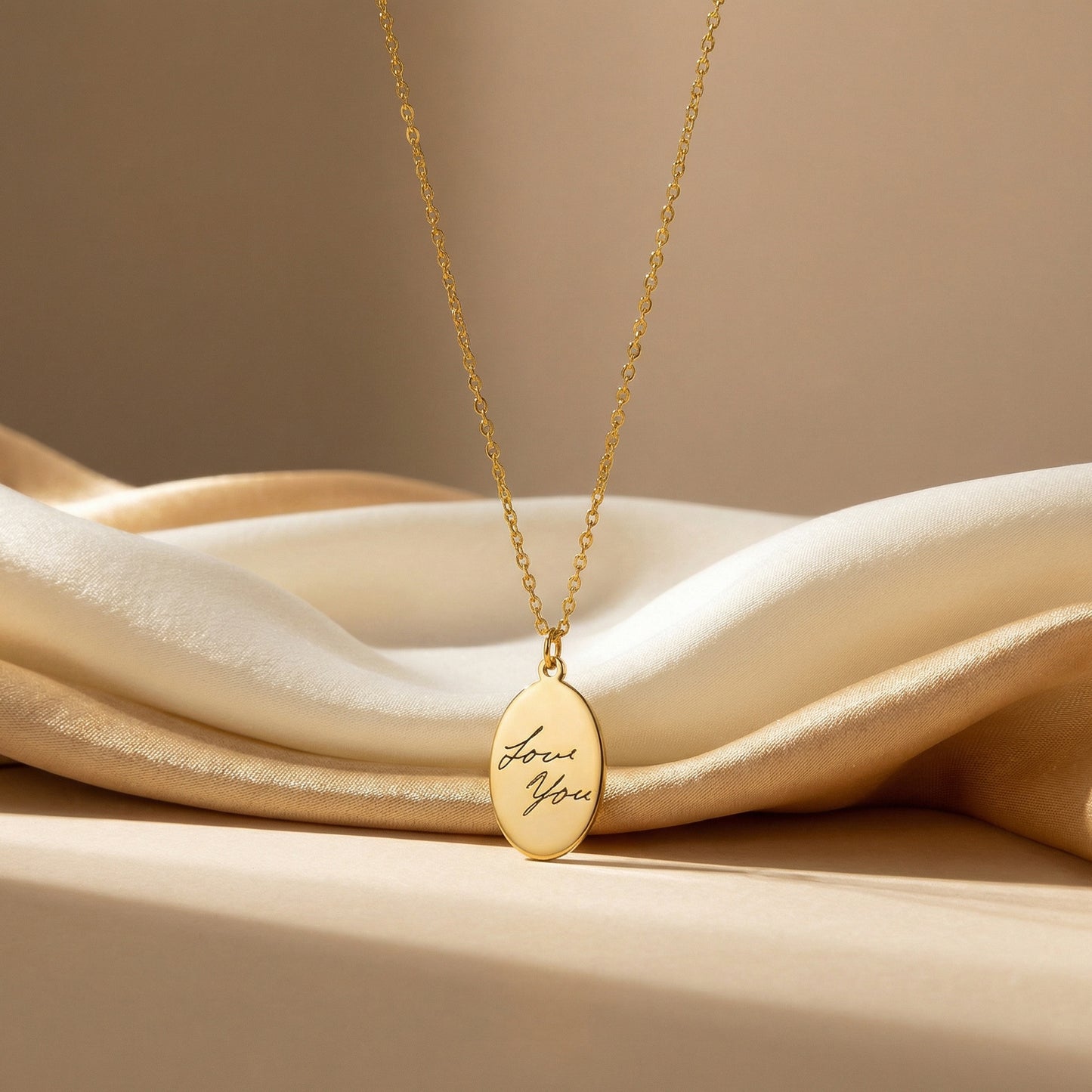 Oval Pendant Handwriting Necklace