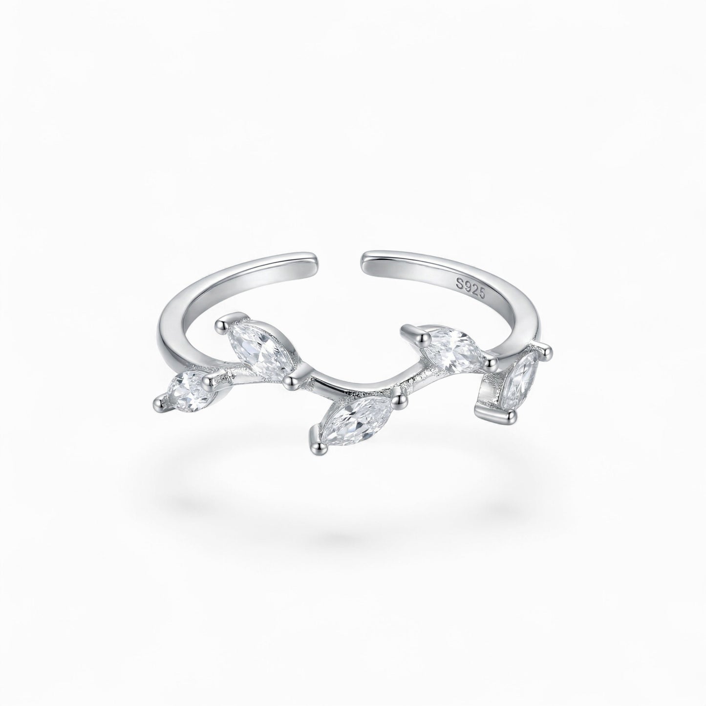 Sparkling Marquise Leaf Open Ring